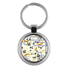 Folk flowers pattern Floral surface design Key Chain (Round)