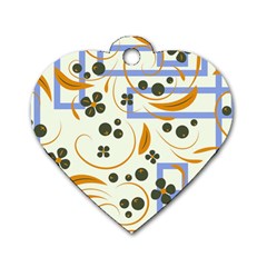 Folk flowers pattern Floral surface design Dog Tag Heart (Two Sides)