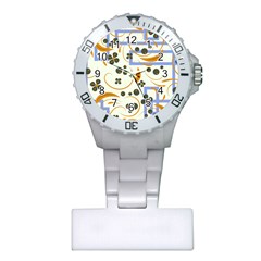 Folk flowers pattern Floral surface design Plastic Nurses Watch