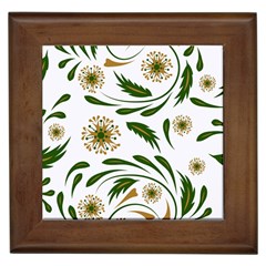 Folk flowers pattern Floral surface design Framed Tile