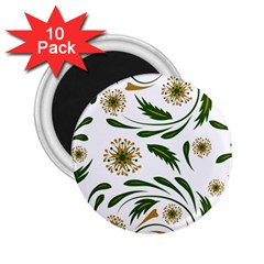 Folk Flowers Pattern Floral Surface Design 2 25  Magnets (10 Pack)  by Eskimos