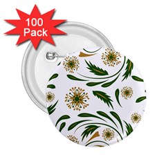 Folk flowers pattern Floral surface design 2.25  Buttons (100 pack) 