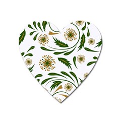 Folk flowers pattern Floral surface design Heart Magnet