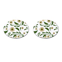 Folk flowers pattern Floral surface design Cufflinks (Oval)