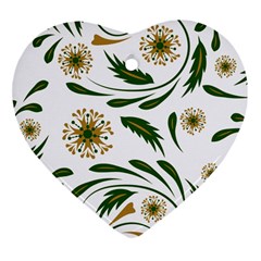 Folk flowers pattern Floral surface design Heart Ornament (Two Sides)