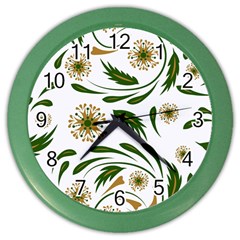 Folk flowers pattern Floral surface design Color Wall Clock