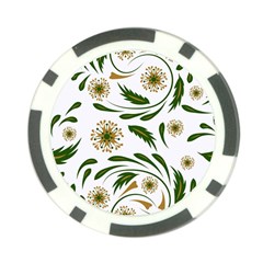 Folk flowers pattern Floral surface design Poker Chip Card Guard