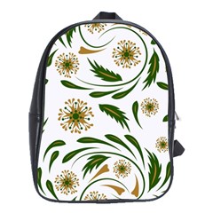 Folk flowers pattern Floral surface design School Bag (Large)