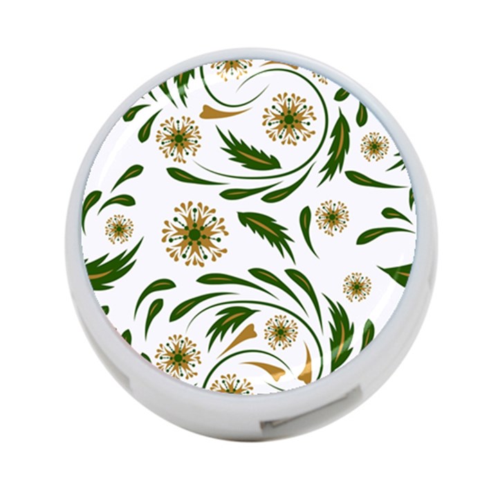 Folk flowers pattern Floral surface design 4-Port USB Hub (One Side)