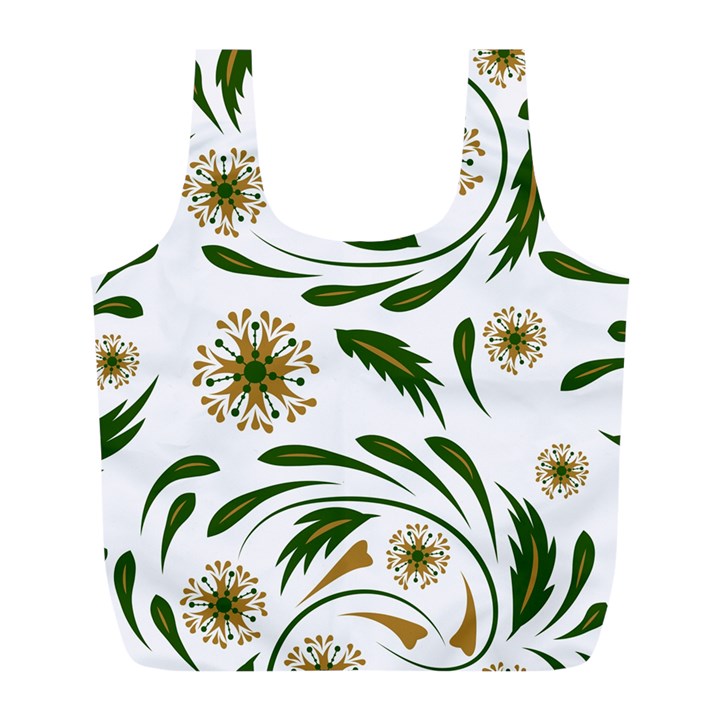 Folk flowers pattern Floral surface design Full Print Recycle Bag (L)