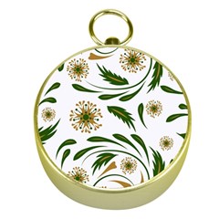 Folk flowers pattern Floral surface design Gold Compasses