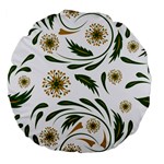 Folk flowers pattern Floral surface design Large 18  Premium Flano Round Cushions Front