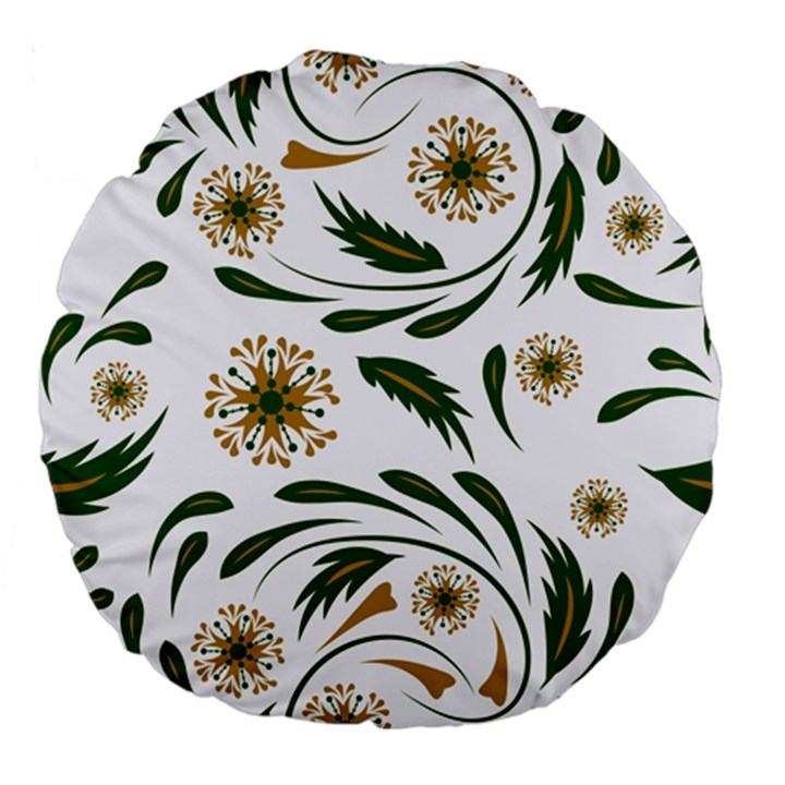 Folk flowers pattern Floral surface design Large 18  Premium Flano Round Cushions