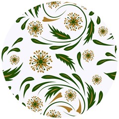 Folk flowers pattern Floral surface design Wooden Puzzle Round