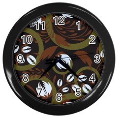 Folk Flowers Pattern Floral Surface Design Wall Clock (black)