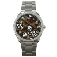 Folk Flowers Pattern Floral Surface Design Sport Metal Watch by Eskimos