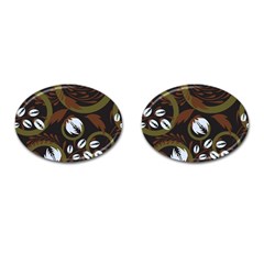 Folk Flowers Pattern Floral Surface Design Cufflinks (oval) by Eskimos