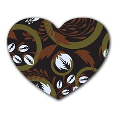 Folk Flowers Pattern Floral Surface Design Heart Mousepads by Eskimos