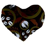 Folk flowers pattern Floral surface design Large 19  Premium Heart Shape Cushions Front