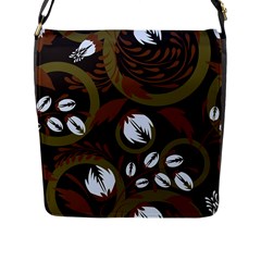 Folk Flowers Pattern Floral Surface Design Flap Closure Messenger Bag (l) by Eskimos