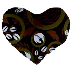 Folk Flowers Pattern Floral Surface Design Large 19  Premium Flano Heart Shape Cushions by Eskimos