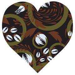 Folk Flowers Pattern Floral Surface Design Wooden Puzzle Heart by Eskimos