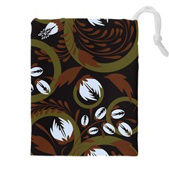 Folk Flowers Pattern Floral Surface Design Drawstring Pouch (5xl) by Eskimos