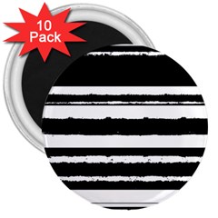 Bandes Abstrait Blanc/noir 3  Magnets (10 Pack)  by kcreatif