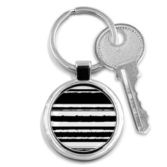 Bandes Abstrait Blanc/noir Key Chain (round) by kcreatif