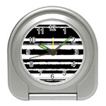 Bandes Abstrait Blanc/Noir Travel Alarm Clock Front