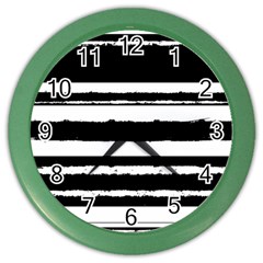 Bandes Abstrait Blanc/noir Color Wall Clock by kcreatif