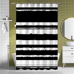 Bandes Abstrait Blanc/noir Shower Curtain 48  X 72  (small)  by kcreatif