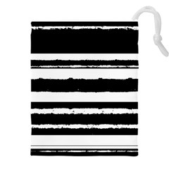 Bandes Abstrait Blanc/noir Drawstring Pouch (4xl) by kcreatif