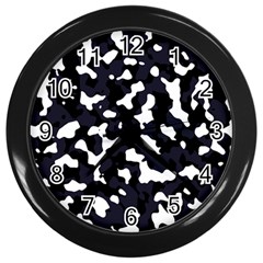 Camouflage Bleu Wall Clock (black) by kcreatif