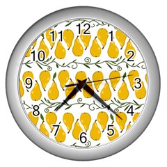 Juicy Yellow Pear Wall Clock (silver) by SychEva