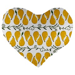 Juicy Yellow Pear Large 19  Premium Flano Heart Shape Cushions by SychEva