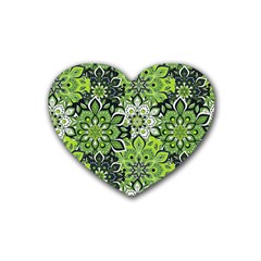 Green Floral Bohemian Vintage Heart Coaster (4 Pack)  by BohoMe