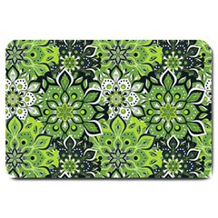 Green Floral Bohemian Vintage Large Doormat  by BohoMe