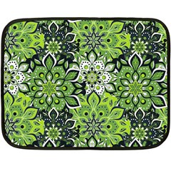 Green Floral Bohemian Vintage Fleece Blanket (mini) by BohoMe