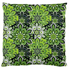 Green Floral Bohemian Vintage Large Flano Cushion Case (two Sides)