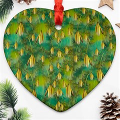 Love To The Flowers And Colors In A Beautiful Habitat Heart Ornament (two Sides) by pepitasart