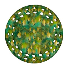 Love To The Flowers And Colors In A Beautiful Habitat Round Filigree Ornament (two Sides) by pepitasart