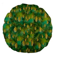 Love To The Flowers And Colors In A Beautiful Habitat Large 18  Premium Round Cushions by pepitasart