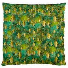 Love To The Flowers And Colors In A Beautiful Habitat Large Flano Cushion Case (two Sides) by pepitasart