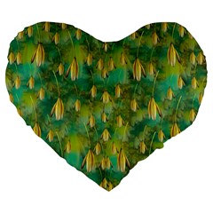 Love To The Flowers And Colors In A Beautiful Habitat Large 19  Premium Flano Heart Shape Cushions by pepitasart