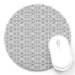 Modern Tribal Black And White Ornate Stripes Round Mousepads