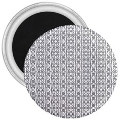 Modern Tribal Black And White Ornate Stripes 3  Magnets