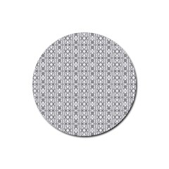 Modern Tribal Black And White Ornate Stripes Rubber Round Coaster (4 pack) 