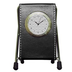 Modern Tribal Black And White Ornate Stripes Pen Holder Desk Clock