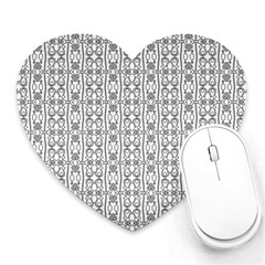 Modern Tribal Black And White Ornate Stripes Heart Mousepads